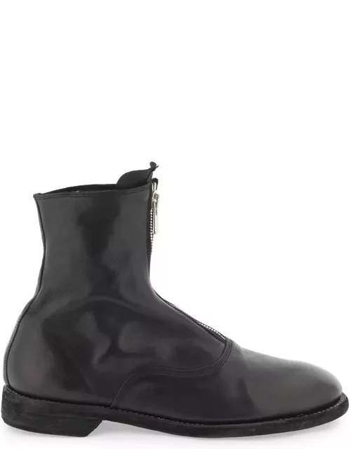 GUIDI front zip leather ankle boot