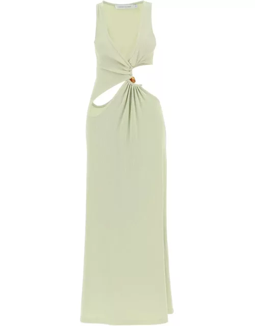 CHRISTOPHER ESBER long dress with cut outs and natural stone