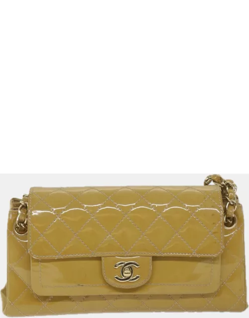 Chanel Yellow Patent Leather Matelasse shoulder Bag