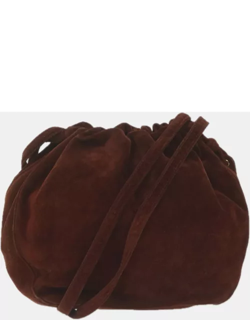 Chanel Burgundy Suede Drawstring Shoulder Bag