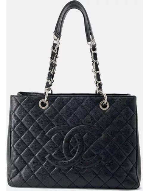 Chanel Black Caviar Leather Grand Shopping Tote Bag