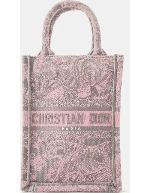 Dior Pink Canvas Mini Book Tote Phone Bag