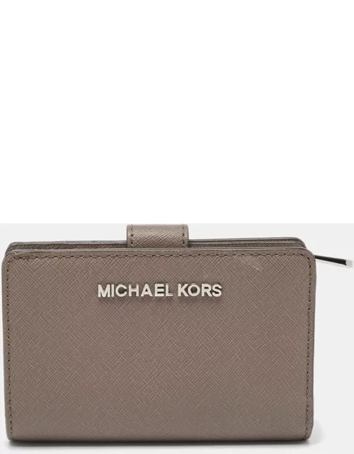Michael Kors Grey Saffiano Leather French Compact Wallet