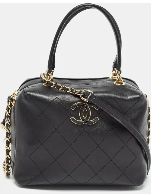 Chanel Black Quilted Leather CC Vanity Case Bag