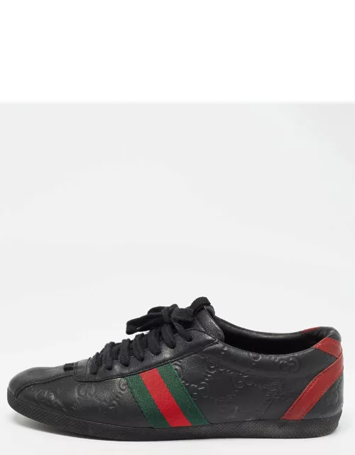 Gucci Black Leather Guccissima Web Sneaker