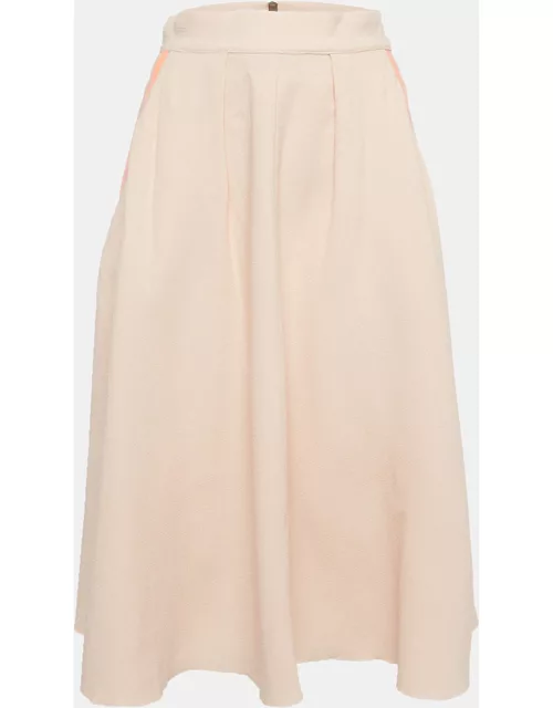 Roksanda Ilincic Pink Contrast Trim Crepe Pleated Midi Skirt