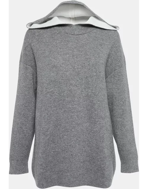 Christian Dior Grey J'Adior 8' Intarsia Cashmere Hooded Sweater