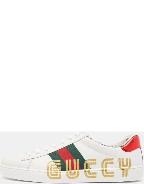 Gucci White Leather Guccy Ace Low Top Sneaker