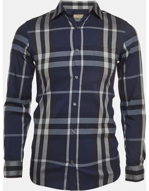 Burberry Brit Blue Tartan Poplin Long Sleeve Button Down Shirt
