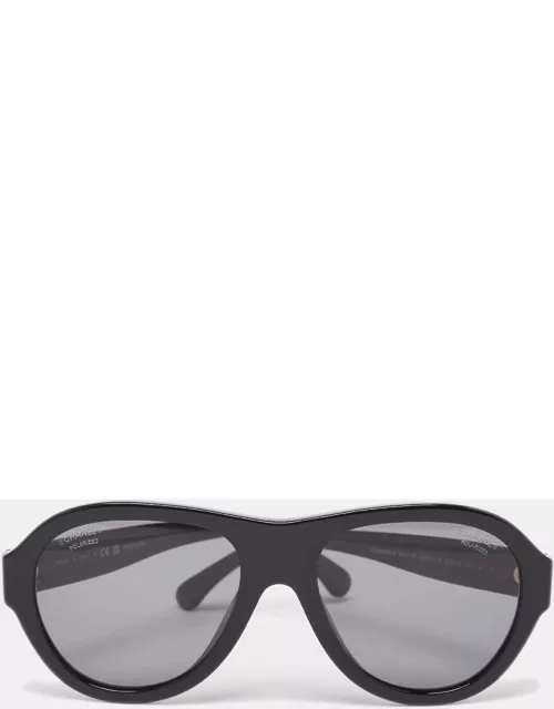 Chanel Black 5467-B Pilot Polarized Aviator Sunglasse