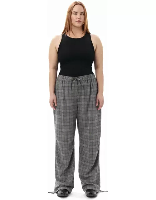 GANNI GANNI x Paloma Elsesser Check Mix Drawstring Trousers in Frost Grey
