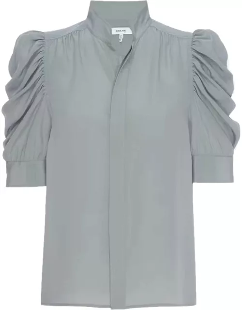 Frame Denim Gillian Silk Short Sleeve Shirt - Sage