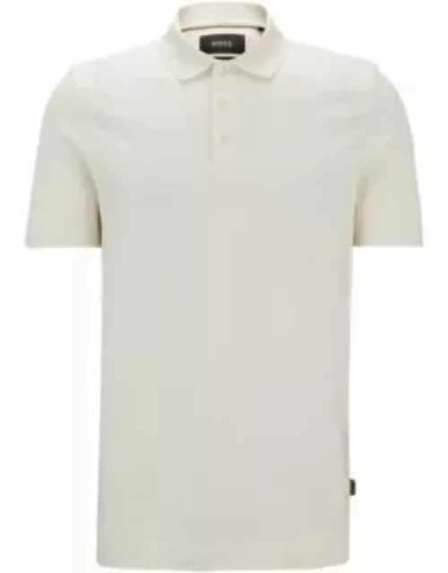 Regular-fit polo shirt in quilted cotton and silk- White Men's Polo Shirt