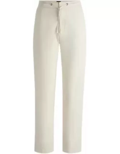 Stretch-cotton trousers with drawcord waist- White Women's Pant