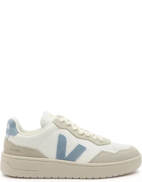 Veja V-90 Panelled Leather Sneakers - Blue And White - 36 (IT36 / UK3)