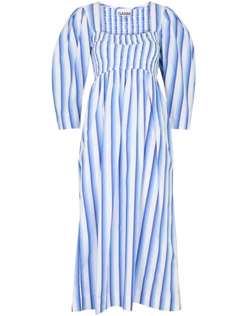 Ganni Striped Cotton Midi Dress - Blue - 40 (UK12 / M)