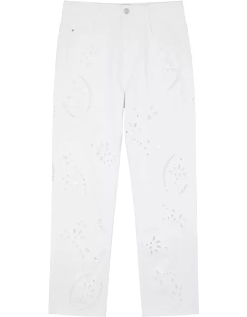 Isabel Marant Irina Eyelet-embroidered Straight-leg Jeans - White - 38 (UK10 / S)