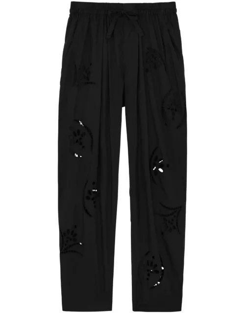 Isabel Marant Hectorina Eyelet-embroidered Tapered Trousers - Black - 40 (UK12 / M)