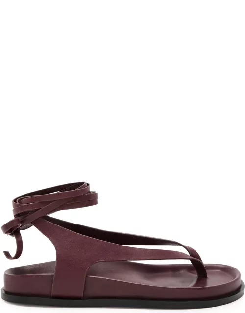 A. emery Shel Lace-up Leather Thong Sandals - Maroon - 36 (IT36/ UK3)