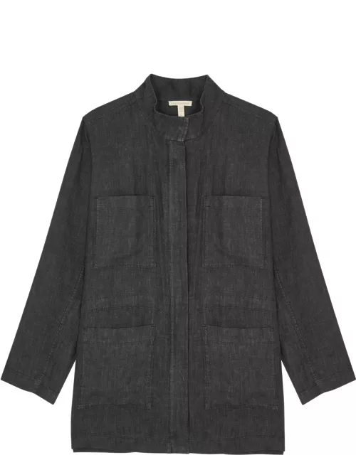 Eileen Fisher Linen Jacket - Dark Grey - M (UK 14-16 / L)