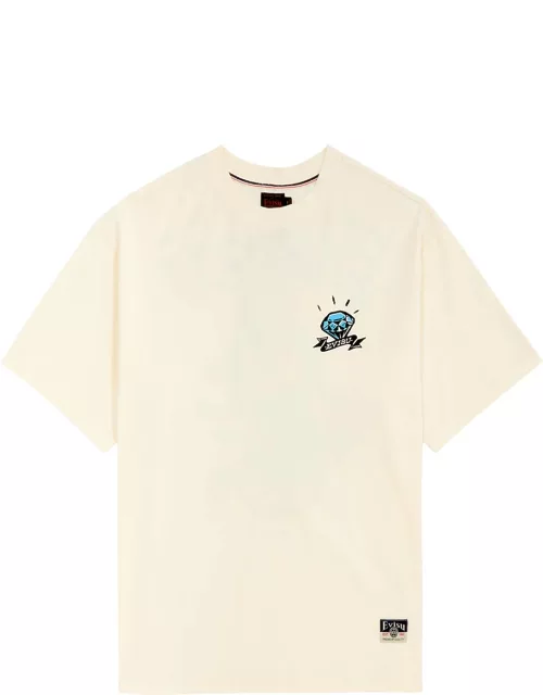 Evisu Diamond Daruma Printed Cotton T-shirt - Ecru