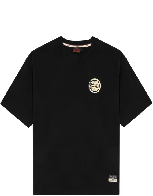 Evisu Kamon and The Great Wave Printed Cotton T-shirt - Black
