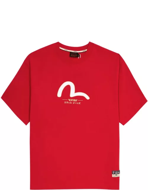 Evisu Daicock and Kamon Printed Cotton T-shirt - Dark Red