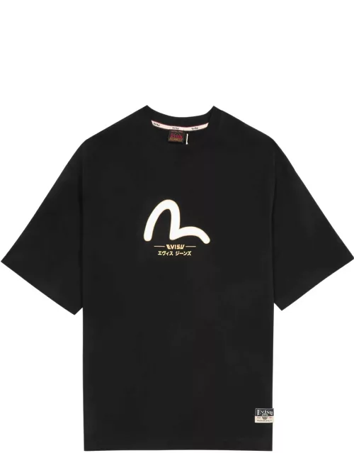 Evisu Daicock and Kamon Printed Cotton T-shirt - Black