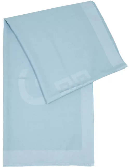 Givenchy Logo-jacquard Silk-blend Scarf - Light Blue