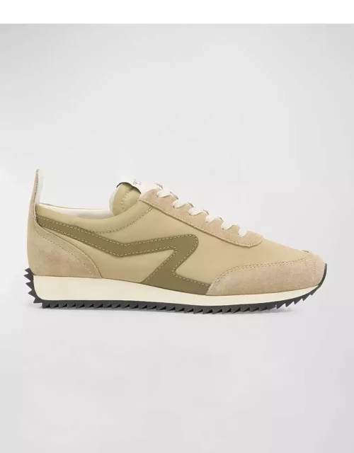 Mixed Leather Retro Runner Sneaker