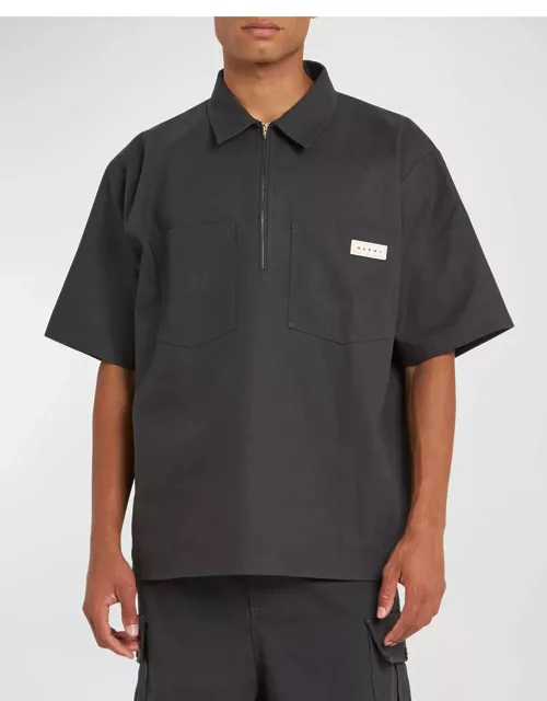 Men's Gabardine Quarter-Zip Workwear Shirt