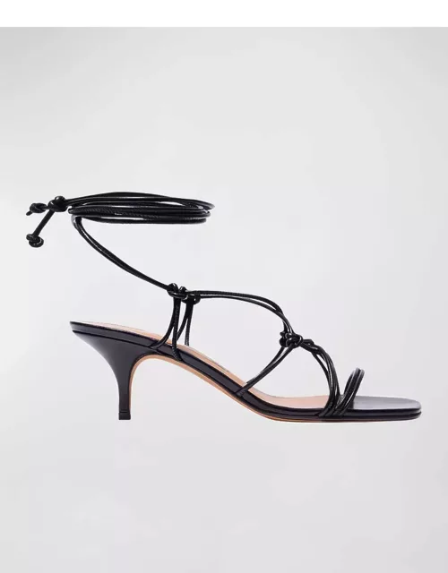Festa Knotted Leather Ankle-Wrap Sandal
