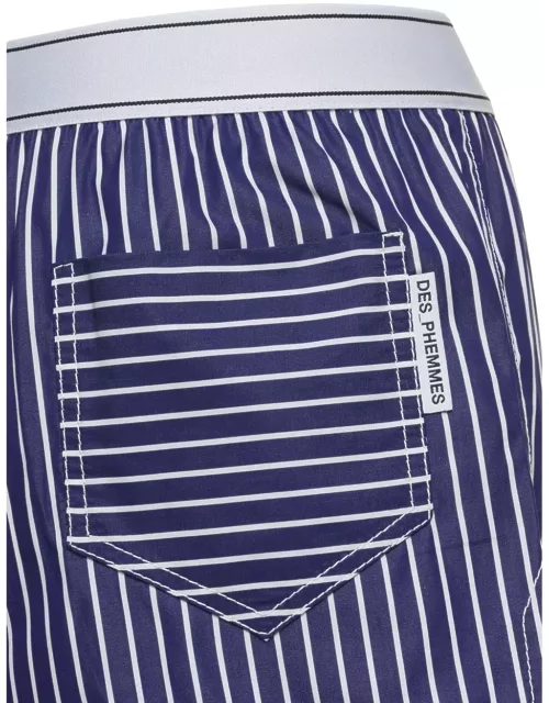 Des Phemmes Light Blue Striped Shorts In Cotton Woman