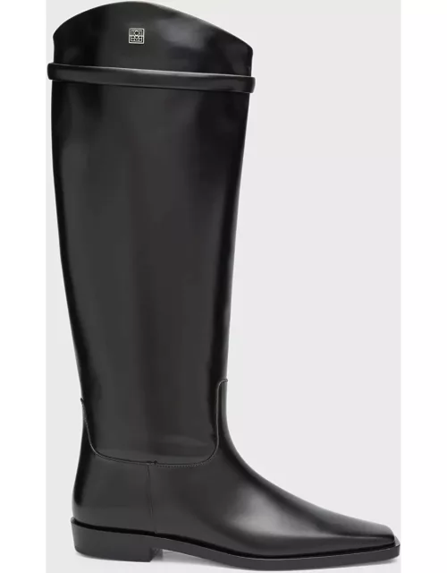 Square-Toe Leather Riding Boot