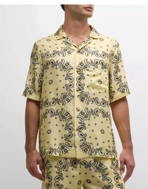 Men's Bodil Paisley Silk Camp Shirt