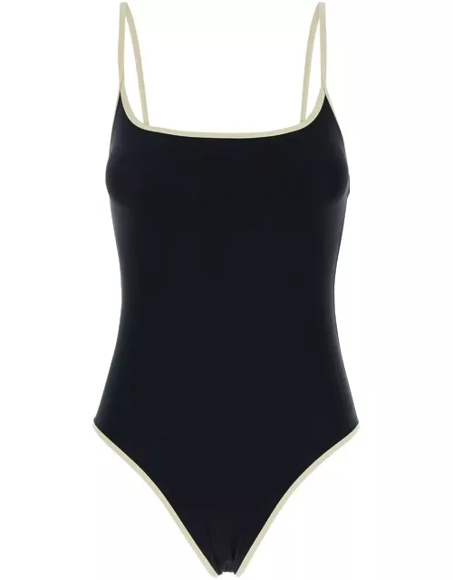 Totême Black Swimsuit With Shoulder Straps In Techno Fabric Woman