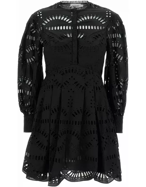 Charo Ruiz franca Mini Black Dress With Floreal Print In Cotton Blend Woman