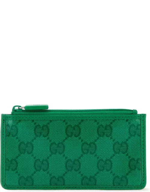 Gucci Grass Green Gg Crystal Fabric Card Holder