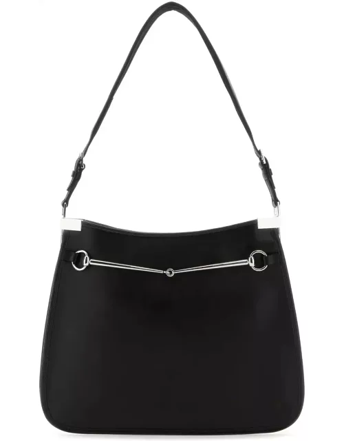 Gucci Black Leather Medium Horsebit Shoulder Bag