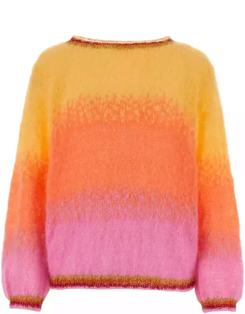 Rose Carmine Multicolor Mohair Blend Sweater