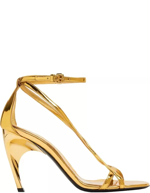 Alexander McQueen Gold Armadillo Metallic Leather Sandal