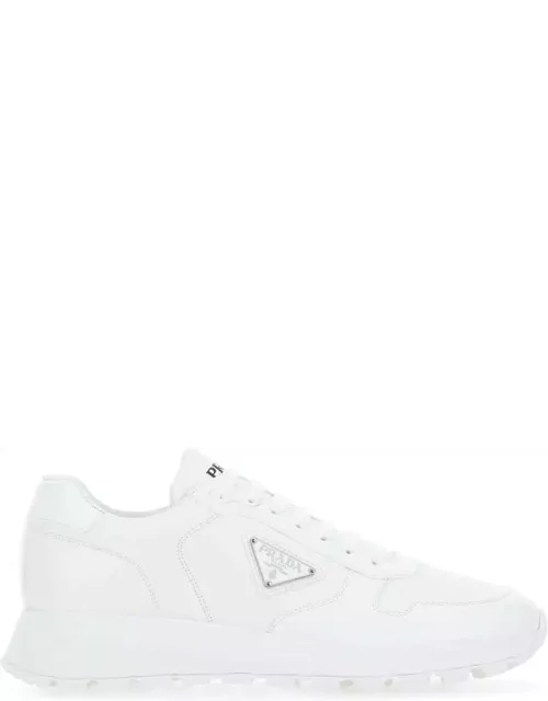 Prada White Re-nylon And Leather Sneaker