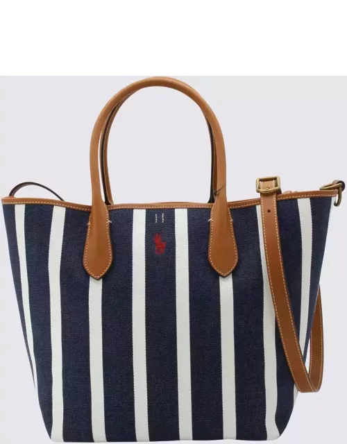 Polo Ralph Lauren Blue And White Cotton Tote Bag