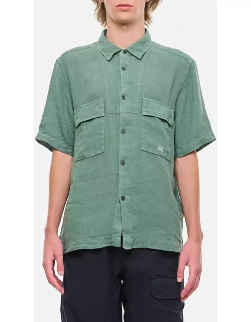 C.P. Company Linen Short Sleeved Shirt Green