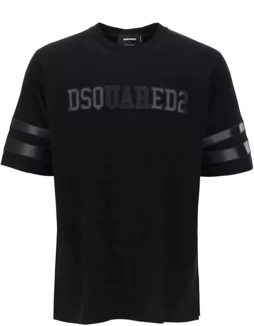 DSQUARED2 t-shirt with faux leather insert