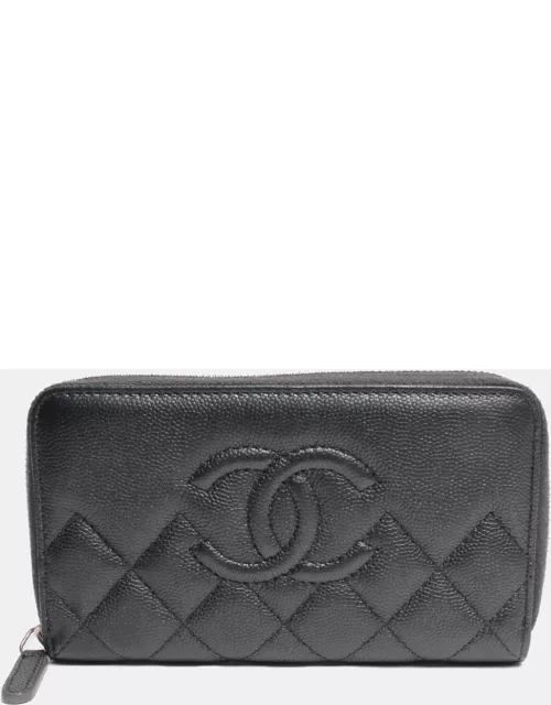 Chanel Black Leather Quilted Wallet
