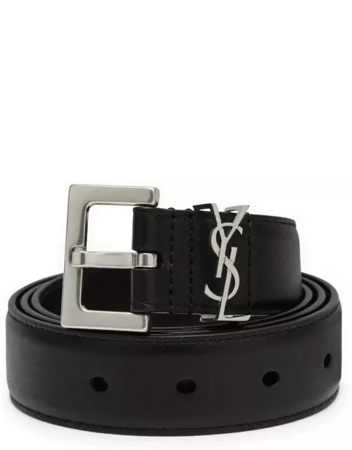 Cassandre black smooth leather belt
