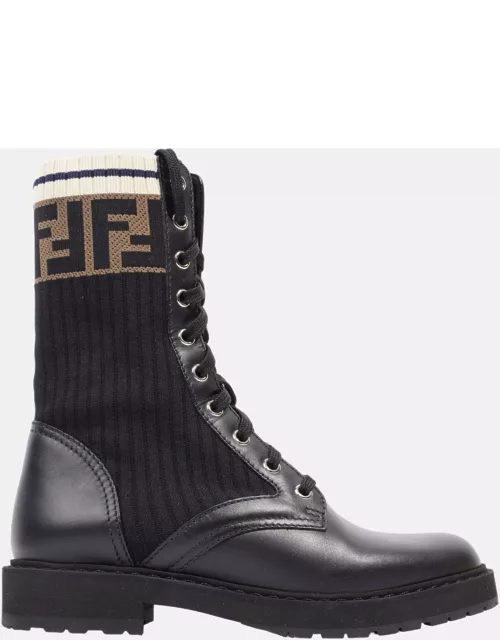 Fendi Rockoko Boots Black / Brown / Cream Leather EU 36 UK