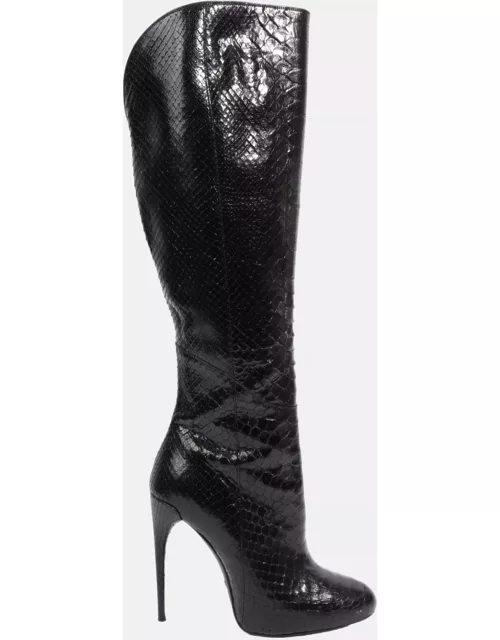 Gucci High Heel Boot 120 Black Python EU 38 UK