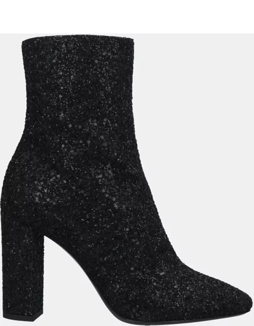 Saint Laurent Black Glitter Ankle Boot